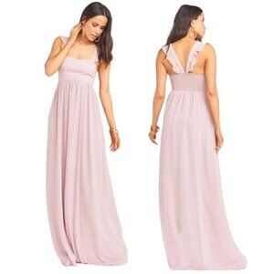 Show Me Your MuMu June Maxi Dress Size XS Neutral Mauve Chiffon Smocked Panel